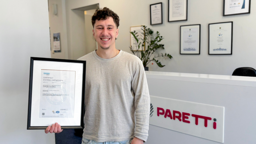 paretti certyfikat ISO 9001:2015